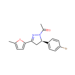 CC(=O)N1N=C(c2ccc(C)o2)C[C@@H]1c1ccc(Br)cc1 ZINC000000613542