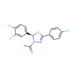 CC(=O)N1N=C(c2ccc(Cl)cc2)O[C@@H]1c1ccc(Cl)c(Cl)c1 ZINC000653707757