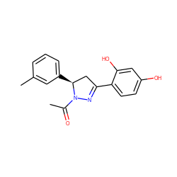 CC(=O)N1N=C(c2ccc(O)cc2O)C[C@@H]1c1cccc(C)c1 ZINC000013819936