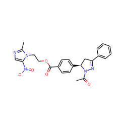 CC(=O)N1N=C(c2ccccc2)C[C@@H]1c1ccc(C(=O)OCCn2c([N+](=O)[O-])cnc2C)cc1 ZINC000653791416