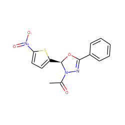 CC(=O)N1N=C(c2ccccc2)O[C@@H]1c1ccc([N+](=O)[O-])s1 ZINC000002497585