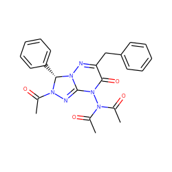 CC(=O)N1N=C2N(N=C(Cc3ccccc3)C(=O)N2N(C(C)=O)C(C)=O)[C@H]1c1ccccc1 ZINC000084614981