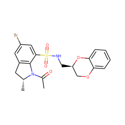 CC(=O)N1c2c(cc(Br)cc2S(=O)(=O)NC[C@@H]2COc3ccccc3O2)C[C@H]1C ZINC000004035597