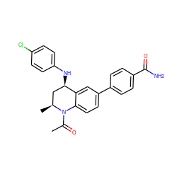 CC(=O)N1c2ccc(-c3ccc(C(N)=O)cc3)cc2[C@H](Nc2ccc(Cl)cc2)C[C@@H]1C ZINC000146925532