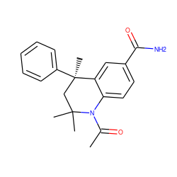 CC(=O)N1c2ccc(C(N)=O)cc2[C@](C)(c2ccccc2)CC1(C)C ZINC001772649121