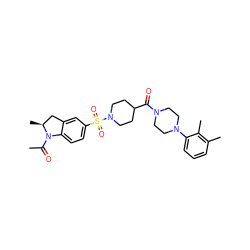 CC(=O)N1c2ccc(S(=O)(=O)N3CCC(C(=O)N4CCN(c5cccc(C)c5C)CC4)CC3)cc2C[C@@H]1C ZINC000038139294