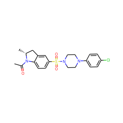 CC(=O)N1c2ccc(S(=O)(=O)N3CCN(c4ccc(Cl)cc4)CC3)cc2C[C@H]1C ZINC000009676571