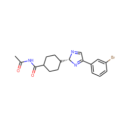 CC(=O)NC(=O)C1CCC([C@@H]2N=CC(c3cccc(Br)c3)=N2)CC1 ZINC000101640647