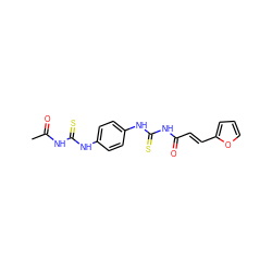 CC(=O)NC(=S)Nc1ccc(NC(=S)NC(=O)/C=C/c2ccco2)cc1 ZINC000002359419