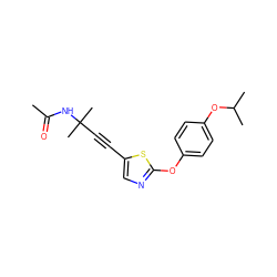 CC(=O)NC(C)(C)C#Cc1cnc(Oc2ccc(OC(C)C)cc2)s1 ZINC000012339888