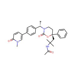 CC(=O)NC(C)(C)C[C@]1(c2ccccc2)CCN([C@@H](C)c2ccc(-c3ccc(=O)n(C)c3)cc2)C(=O)O1 ZINC000096178501