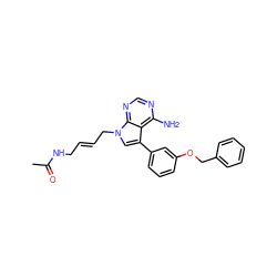 CC(=O)NC/C=C/Cn1cc(-c2cccc(OCc3ccccc3)c2)c2c(N)ncnc21 ZINC000199878669