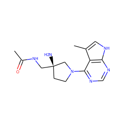CC(=O)NC[C@@]1(N)CCN(c2ncnc3[nH]cc(C)c23)C1 ZINC000053298442