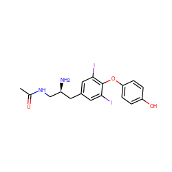 CC(=O)NC[C@@H](N)Cc1cc(I)c(Oc2ccc(O)cc2)c(I)c1 ZINC000095605626