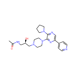 CC(=O)NC[C@@H](O)CN1CCN(c2nc(-c3ccncc3)cnc2N2CCCC2)CC1 ZINC000169312612