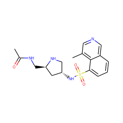 CC(=O)NC[C@@H]1C[C@@H](NS(=O)(=O)c2cccc3cncc(C)c23)CN1 ZINC000095561936