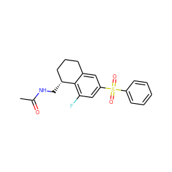 CC(=O)NC[C@@H]1CCCc2cc(S(=O)(=O)c3ccccc3)cc(F)c21 ZINC000038238325