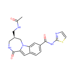 CC(=O)NC[C@@H]1CNC(=O)c2cc3ccc(C(=O)Nc4nccs4)cc3n2C1 ZINC000029125698