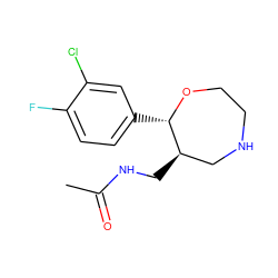 CC(=O)NC[C@@H]1CNCCO[C@H]1c1ccc(F)c(Cl)c1 ZINC000115736648