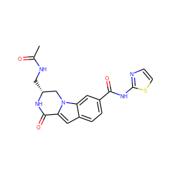 CC(=O)NC[C@@H]1Cn2c(cc3ccc(C(=O)Nc4nccs4)cc32)C(=O)N1 ZINC000029125861