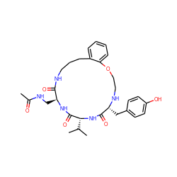 CC(=O)NC[C@@H]1NC(=O)[C@@H](C(C)C)NC(=O)[C@@H](Cc2ccc(O)cc2)NCCOc2ccccc2CCCNC1=O ZINC000028823447