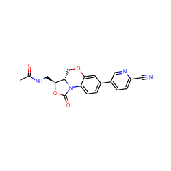 CC(=O)NC[C@@H]1OC(=O)N2c3ccc(-c4ccc(C#N)nc4)cc3OC[C@@H]12 ZINC000073157662