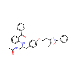 CC(=O)NC[C@H](Cc1ccc(OCCc2nc(-c3ccccc3)oc2C)cc1)Nc1ccccc1C(=O)c1ccccc1 ZINC000016052390