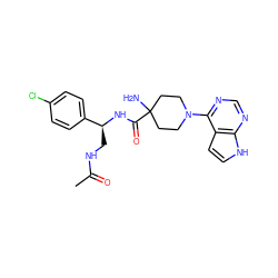 CC(=O)NC[C@H](NC(=O)C1(N)CCN(c2ncnc3[nH]ccc23)CC1)c1ccc(Cl)cc1 ZINC000095581123