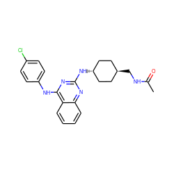 CC(=O)NC[C@H]1CC[C@H](Nc2nc(Nc3ccc(Cl)cc3)c3ccccc3n2)CC1 ZINC000253636858