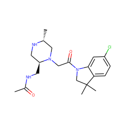 CC(=O)NC[C@H]1CN[C@H](C)CN1CC(=O)N1CC(C)(C)c2ccc(Cl)cc21 ZINC000219012402