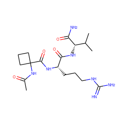 CC(=O)NC1(C(=O)N[C@@H](CCCNC(=N)N)C(=O)N[C@H](C(N)=O)C(C)C)CCC1 ZINC000149740489