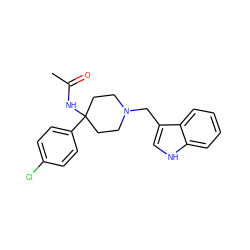 CC(=O)NC1(c2ccc(Cl)cc2)CCN(Cc2c[nH]c3ccccc23)CC1 ZINC000028878402