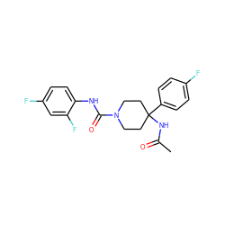 CC(=O)NC1(c2ccc(F)cc2)CCN(C(=O)Nc2ccc(F)cc2F)CC1 ZINC000001344272