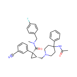 CC(=O)NC1(c2ccccc2)CCN(C[C@@H]2C[C@@]2(C(=O)N(C)Cc2ccc(F)cc2)c2cccc(C#N)c2)CC1 ZINC000066078649