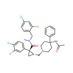 CC(=O)NC1(c2ccccc2)CCN(C[C@@H]2C[C@]2(C(=O)N(C)Cc2ccc(Cl)cc2Cl)c2ccc(Cl)c(Cl)c2)CC1 ZINC000072123630