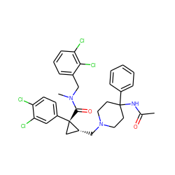 CC(=O)NC1(c2ccccc2)CCN(C[C@@H]2C[C@]2(C(=O)N(C)Cc2cccc(Cl)c2Cl)c2ccc(Cl)c(Cl)c2)CC1 ZINC000072123626