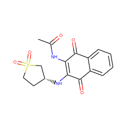 CC(=O)NC1=C(N[C@@H]2CCS(=O)(=O)C2)C(=O)c2ccccc2C1=O ZINC000023653782