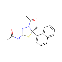 CC(=O)NC1=NN(C(C)=O)[C@@](C)(c2cccc3ccccc23)S1 ZINC000024543584