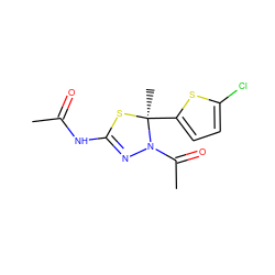 CC(=O)NC1=NN(C(C)=O)[C@](C)(c2ccc(Cl)s2)S1 ZINC000000089938