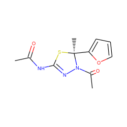 CC(=O)NC1=NN(C(C)=O)[C@](C)(c2ccco2)S1 ZINC000000089932