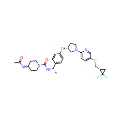 CC(=O)NC1CCN(C(=O)N[C@@H](C)c2ccc(O[C@@H]3CCN(c4ccc(OC[C@@H]5CC5(F)F)cn4)C3)cc2)CC1 ZINC000169709670