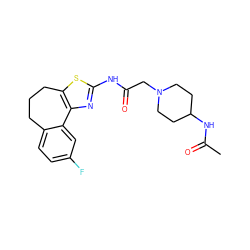 CC(=O)NC1CCN(CC(=O)Nc2nc3c(s2)CCCc2ccc(F)cc2-3)CC1 ZINC000026482280