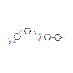 CC(=O)NC1CCN(Cc2ccc(CCNC(=O)c3ccc(-c4ccc(F)cc4)cc3)cc2)CC1 ZINC000473089882