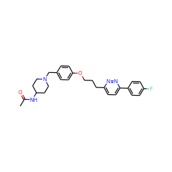 CC(=O)NC1CCN(Cc2ccc(OCCCc3ccc(-c4ccc(F)cc4)nn3)cc2)CC1 ZINC000473108535