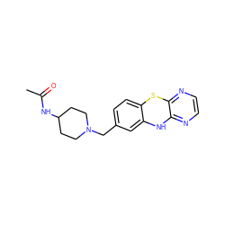 CC(=O)NC1CCN(Cc2ccc3c(c2)Nc2nccnc2S3)CC1 ZINC000038244339