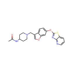 CC(=O)NC1CCN(Cc2coc3cc(Oc4nc5ncccc5s4)ccc23)CC1 ZINC000095596127