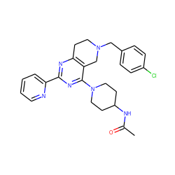 CC(=O)NC1CCN(c2nc(-c3ccccn3)nc3c2CN(Cc2ccc(Cl)cc2)CC3)CC1 ZINC000653845322