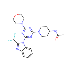 CC(=O)NC1CCN(c2nc(N3CCOCC3)nc(-n3c(C(F)F)nc4ccccc43)n2)CC1 ZINC001772569891