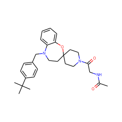 CC(=O)NCC(=O)N1CCC2(CC1)CCN(Cc1ccc(C(C)(C)C)cc1)c1ccccc1O2 ZINC000095595473