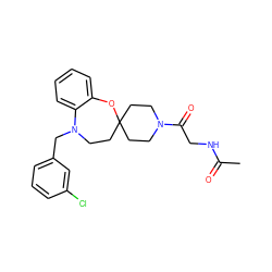 CC(=O)NCC(=O)N1CCC2(CC1)CCN(Cc1cccc(Cl)c1)c1ccccc1O2 ZINC000095593146